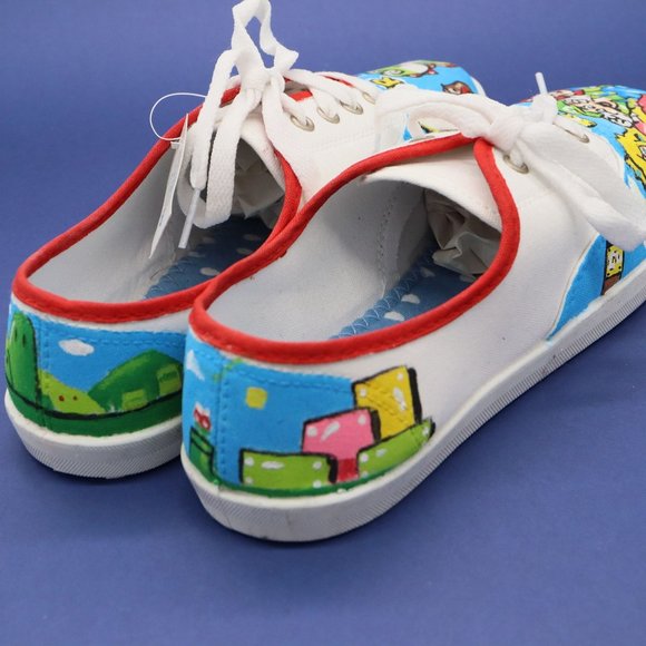 Hand Painted Super Mario Bros Shoes, Womens Size 8 - Picture 4 of 5